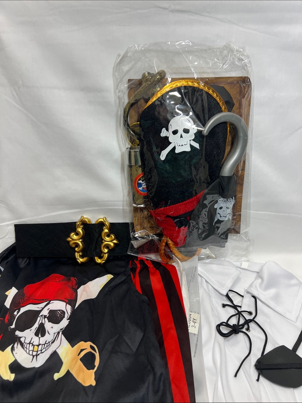 Kids Black and Red Pirate Costume Set - Skull Theme